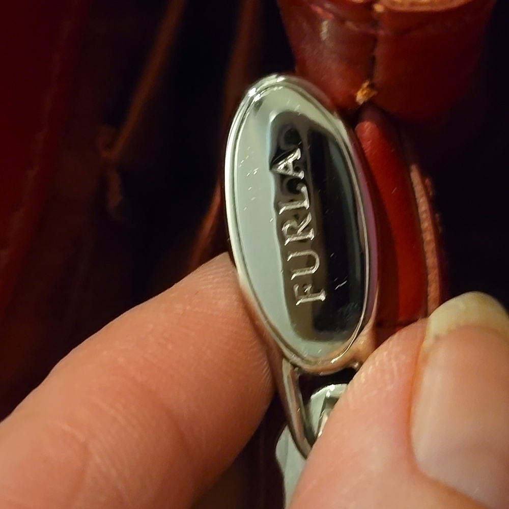 FURLA red leather handbag - Picture 11 of 11